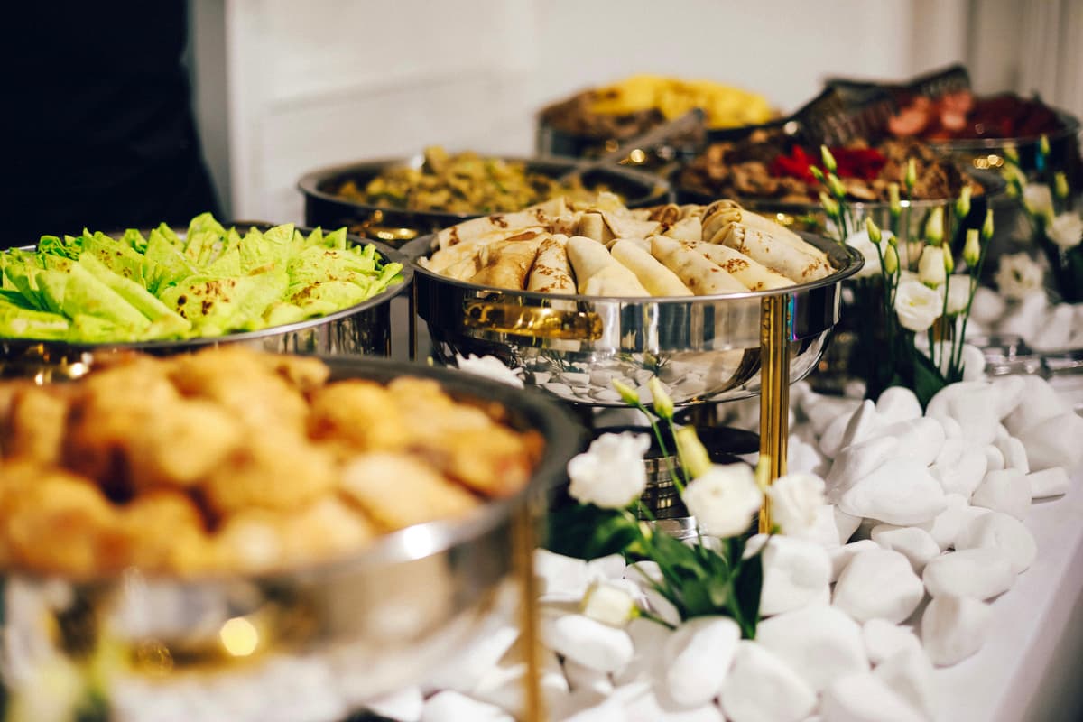 Catering buffet ready for service